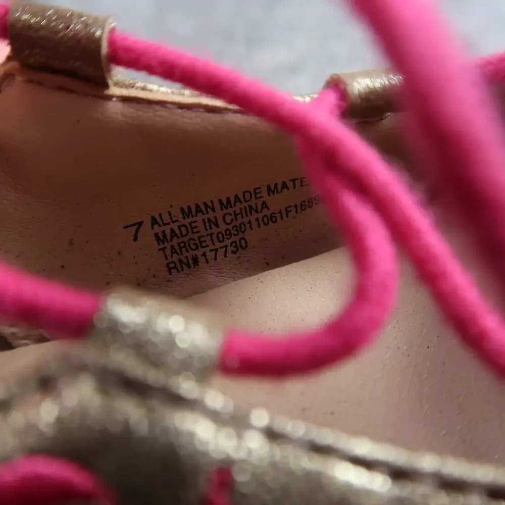 Oshkosh B'Gosh Shoes Toddler Baby 7 Ballet Flats Zip Tie Tassel Metallic Pink